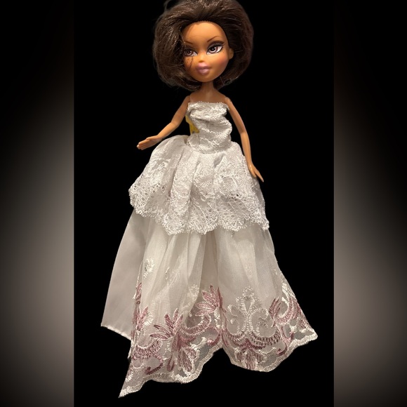 MGA Entertainment Other - Bratz Doll Yasmin 2001 Re-dress with Elegant White and Pink Lace Dress
